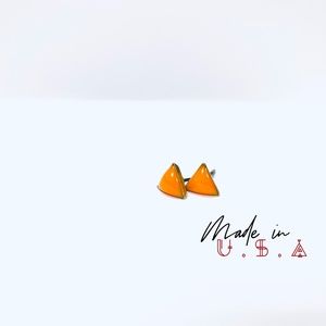 Triangle Gold Base Earring - Spring Orange